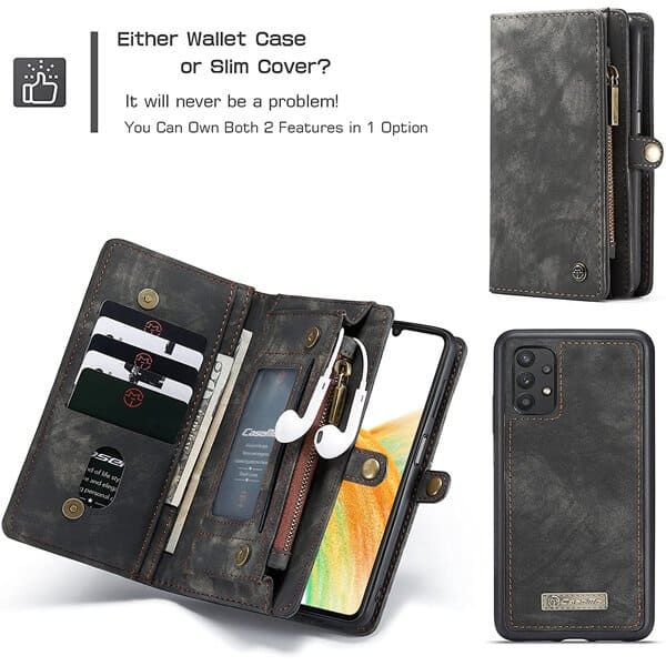 CaseMe Samsung Galaxy A33 5G Zipper & Detachable Retro Leather Pouch Wallet Flip Purse Bag Detachable Phone Case Cover (Black) CaseMe Samsung Galaxy A33 5G Zipper & Detachable Retro Leather Pouch Wallet Flip Purse Bag Detachable Phone Case Cover (Black)